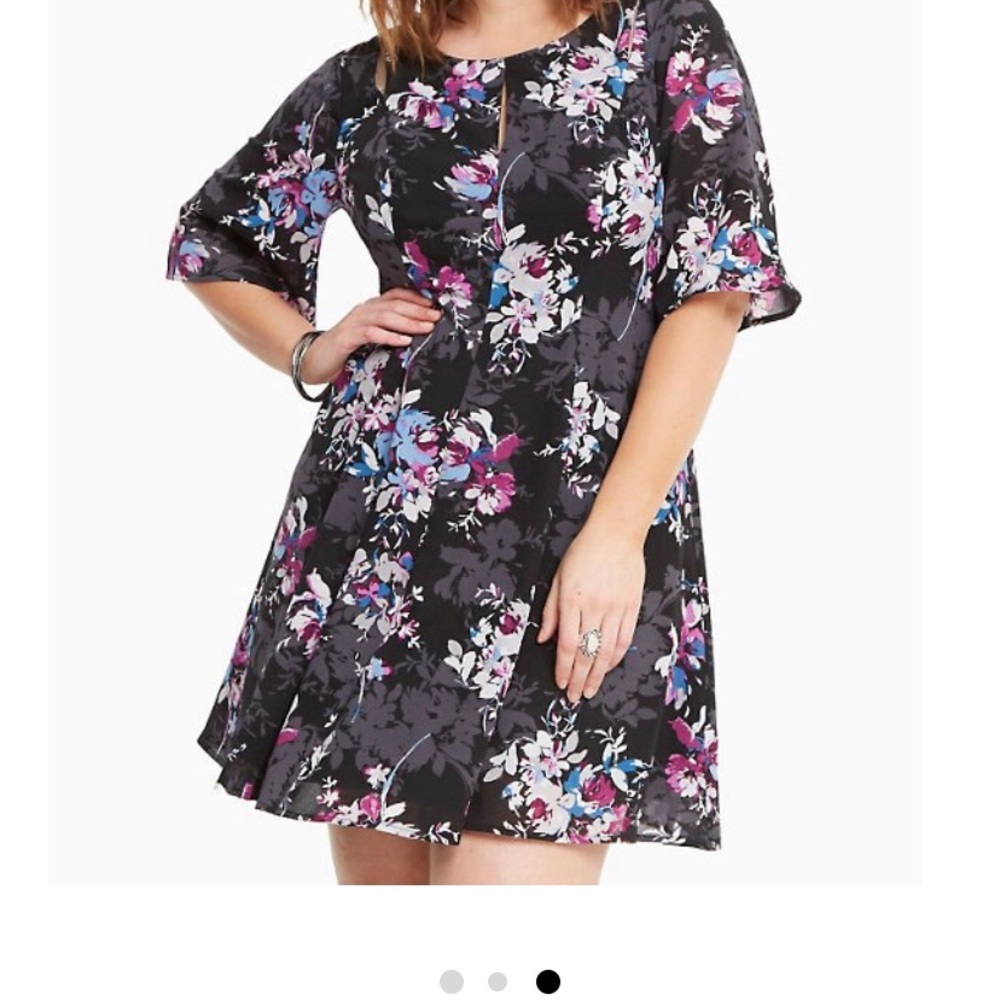 Torrid Floral Georgette Flutter Sleeve Dress